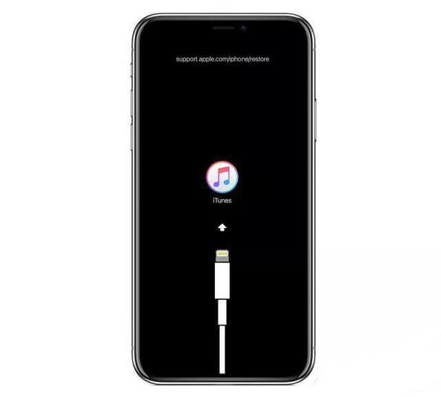 直到 iPhone 上出現「 連接到 iTunes 」畫面