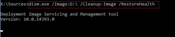 輸入[dism.exe /Image： D：\ /Cleanup-Image /Restorehealth]並按[Enter]以修復脫線Windows映像
