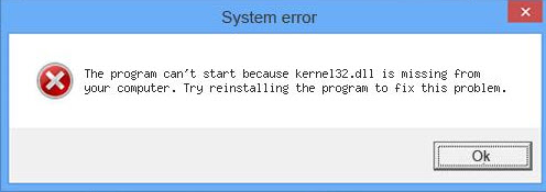 程式無法啟動，因為您的電腦缺少Kernel32.dll錯誤提示