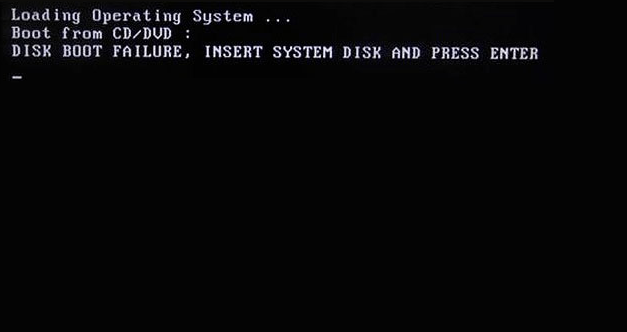 顯示“DISK BOOT FAILURE， INSERT SYSTEM DISK AND PRESS ENTER”(磁碟引導失敗，插入作業系統磁碟並按Enter)錯誤提示