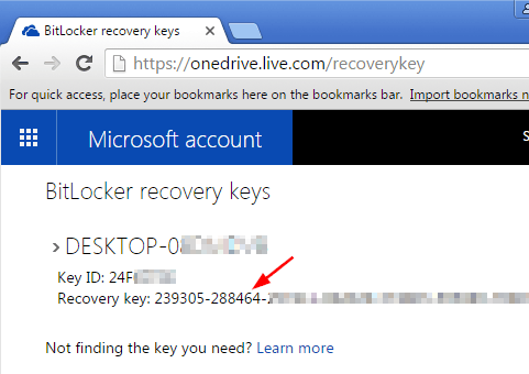 BitLocker 恢復密鑰