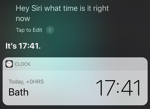 按住主畫面按鈕來啟動 Siri ，然後詢問“現在幾點了？”提示時鐘的顯示